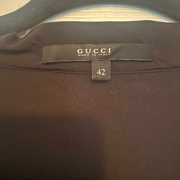 Gucci Black v-neck short sleeve silk blouse bows anchor GG buttons sailor sz 42 - Picture 2 of 9